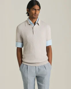 COTTON POLO SHIRT WITH SIMPLE RIBBED PATTERN