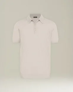 COTTON POLO SHIRT WITH SIMPLE RIBBED PATTERN