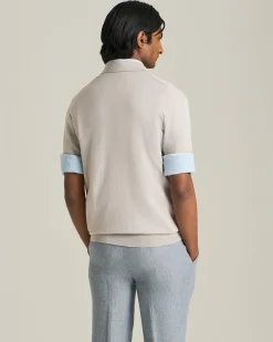 COTTON POLO SHIRT WITH SIMPLE RIBBED PATTERN
