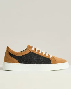 COTTON SNEAKERS WITH CONTRASTING DETAILS IN LEATHER, CALFSKIN AND GOATSKIN