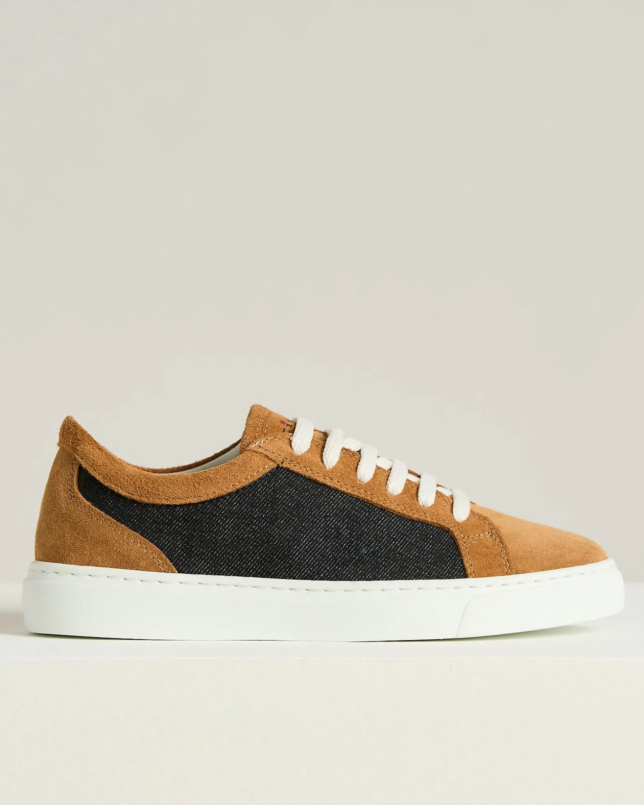 COTTON SNEAKERS WITH CONTRASTING DETAILS IN LEATHER, CALFSKIN AND GOATSKIN