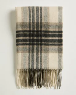 CREAM PLAID SCARF IN PURE CASHMERE
