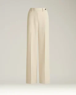 CREAM WHITE WIDE-LEG TROUSERS IN TECHNICAL FABRIC