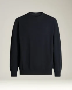 CREW NECK SWEATER IN PURE CASHMERE MIDNIGHT BLUE