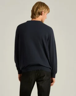 CREW NECK SWEATER IN PURE CASHMERE MIDNIGHT BLUE