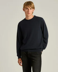 CREW NECK SWEATER IN PURE CASHMERE MIDNIGHT BLUE