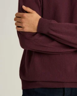 CREW NECK SWEATER IN PURE CASHMERE BURGUNDY