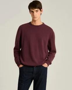 CREW NECK SWEATER IN PURE CASHMERE BURGUNDY