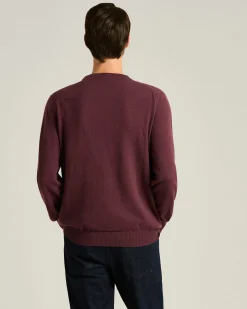 CREW NECK SWEATER IN PURE CASHMERE BURGUNDY