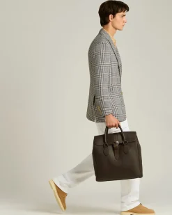 DARK BROWN FULL-GRAIN CALFSKIN SHOPPING BAG