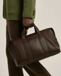 DARK BROWN STAG-LEATHER TRAVEL BAG