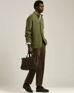 DARK BROWN STAG-LEATHER TRAVEL BAG