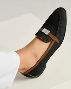 DENIM AND CALFSKIN LEATHER LOAFER