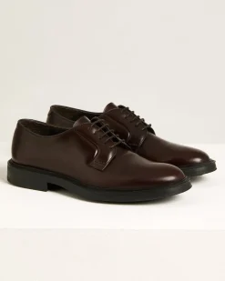 DERBY IN SMOOTH CALFSKIN BORDEAUX WITH RUBBER SOLE