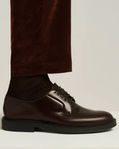 DERBY IN SMOOTH CALFSKIN BORDEAUX WITH RUBBER SOLE