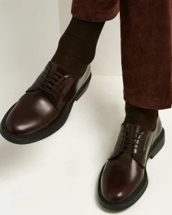 DERBY IN SMOOTH CALFSKIN BORDEAUX WITH RUBBER SOLE