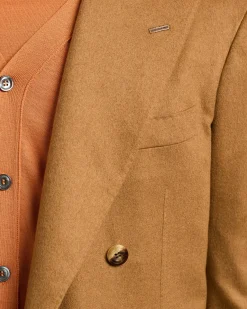DOUBLE-BREASTED BLAZER IN BROWN CASHMERE AND VICUÑA