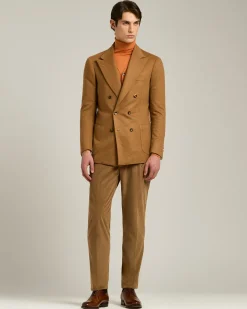 DOUBLE-BREASTED BLAZER IN BROWN CASHMERE AND VICUÑA