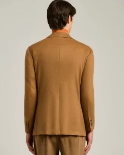 DOUBLE-BREASTED BLAZER IN BROWN CASHMERE AND VICUÑA