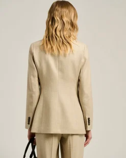 DOUBLE-BREASTED BLAZER PRINCE OF WALES IN VIRGIN WOOL BEIGE