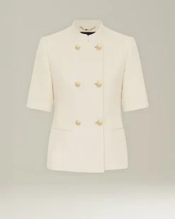 DOUBLE-BREASTED CASHMERE AND SILK BLAZER