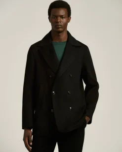 DOUBLE-BREASTED OVERCOAT IN PURE BLACK CASHMERE
