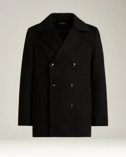 DOUBLE-BREASTED OVERCOAT IN PURE BLACK CASHMERE