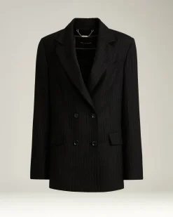 DOUBLE-BREASTED PINSTRIPE WOOL JACKET