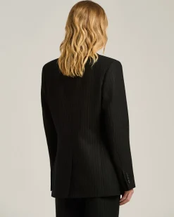 DOUBLE-BREASTED PINSTRIPE WOOL JACKET