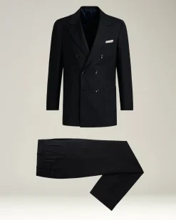 DOUBLE-BREASTED SUIT "MONOCHROME" IN PURE BLUE WOOL