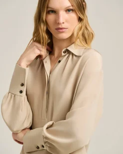 ELEGANT CREAM WHITE SILK BLOUSE