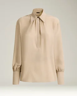 ELEGANT CREAM WHITE SILK BLOUSE