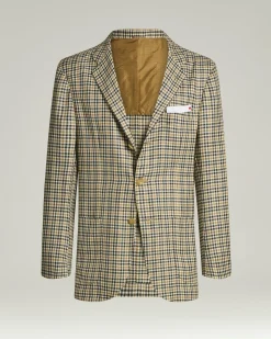 FIBER BLEND SINGLE-BREASTED JACKET WITH TAILORED MICRO PATTERN IN BEIGE CASHMERE