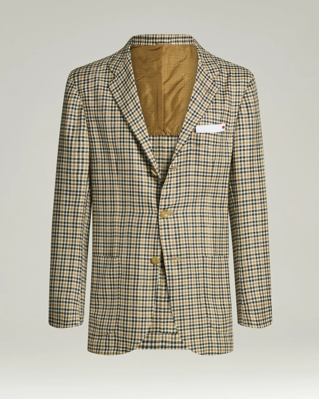 FIBER BLEND SINGLE-BREASTED JACKET WITH TAILORED MICRO PATTERN IN BEIGE CASHMERE