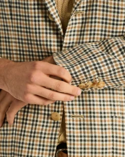 FIBER BLEND SINGLE-BREASTED JACKET WITH TAILORED MICRO PATTERN IN BEIGE CASHMERE