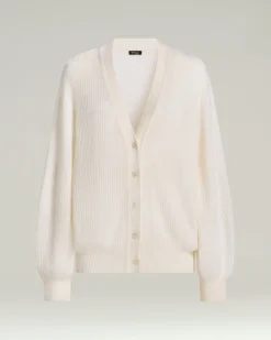 FINE YARN CARDIGAN IN WHITE WOOL