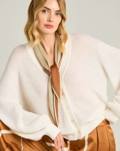 FINE YARN CARDIGAN IN WHITE WOOL