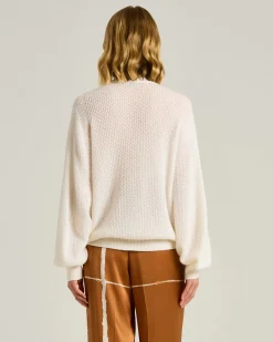 FINE YARN CARDIGAN IN WHITE WOOL
