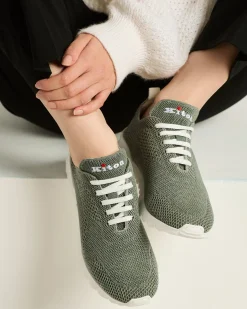 FITS SNEAKERS LIGHT GREEN COTTON UPPER AND CALFSKIN LINING