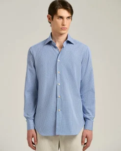 FORMAL' REGULAR FIT SHIRT IN LIGHT BLUE CHECKED COTTON