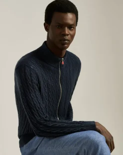 FULL-ZIP CARDIGAN IN MIDNIGHT BLUE CASHMERE