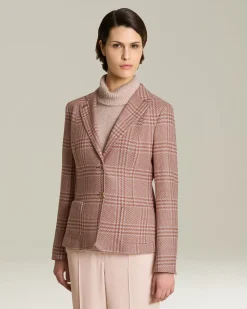 GLEN PLAID CASHMERE AND SILK BLAZER