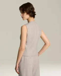 GLEN PLAID CASHMERE BLEND WAISTCOAT