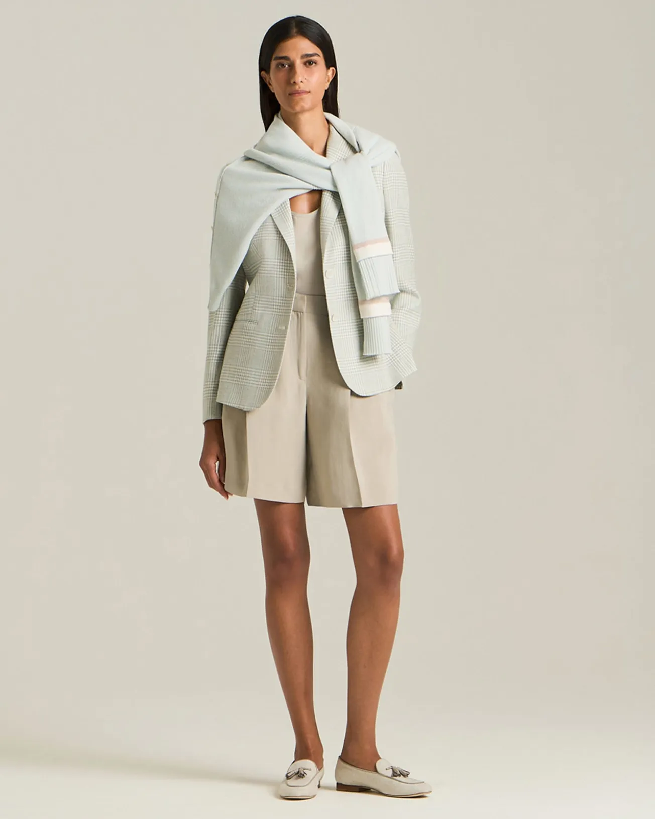 GLEN PLAID SILK BLEND BLAZER