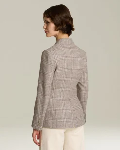 GLEN PLAID WOOL BLEND BLAZER