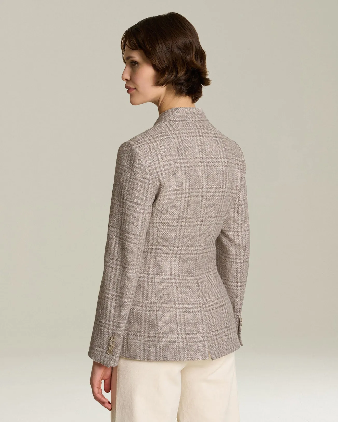 GLEN PLAID WOOL BLEND BLAZER