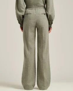 GRAY CASHMERE AND WOOL-BLEND WIDE-LEG TROUSERS WITH ELASTIC WAIST