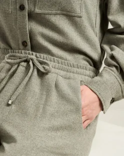 GRAY CASHMERE AND WOOL-BLEND WIDE-LEG TROUSERS WITH ELASTIC WAIST