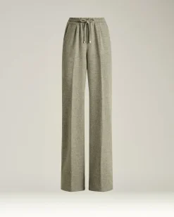 GRAY CASHMERE AND WOOL-BLEND WIDE-LEG TROUSERS WITH ELASTIC WAIST