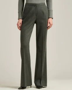 GRAY WIDE-LEG TROUSERS IN VIRGIN WOOL